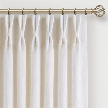 Memory Trained Pinch Pleated Curtains, Linen Curtains, 2 Panel Set Pinch Pleated Drapes with Hooks
