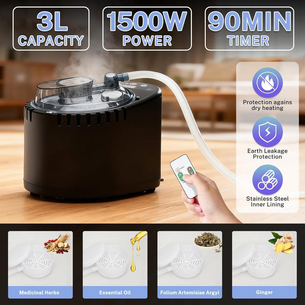 Portable Steam Sauna Box for Home, Person Saunas Tent for Spa Therapy,Relaxation,Detoxification,Gym,Pilates,Garage,Hot Tub,with Remote Control,Waterproof,Thermal Insulation,Indoor&Outdoor Black