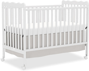 4-in-1 Convertible Wood Baby Crib, Toddler Bed & Daybed (White) | Locking Wheels, 3 Heights, Non-Toxic Finish, Easy