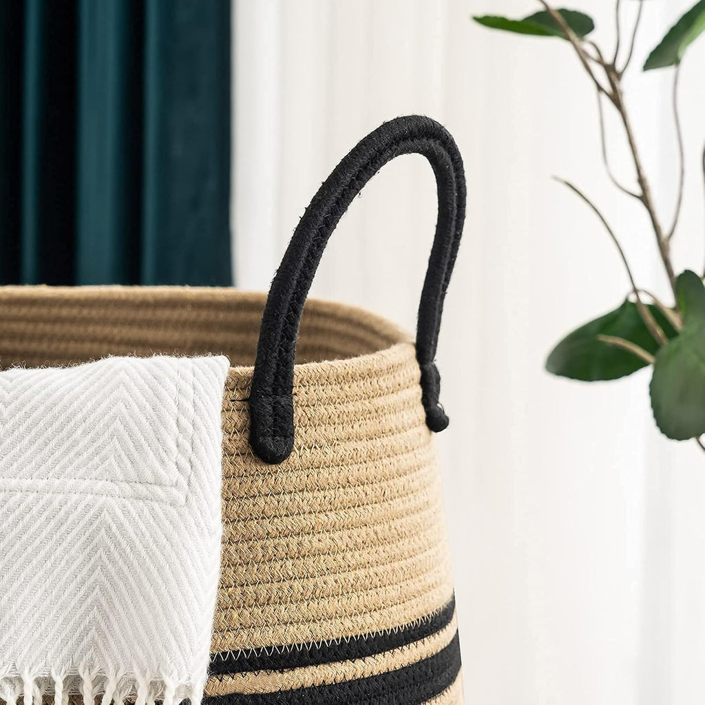 Large Laundry Basket Hamper Woven Blanket Basket Clothes Hamper | 105L Tall Clothes Hamper, Rope Wicker Laundry