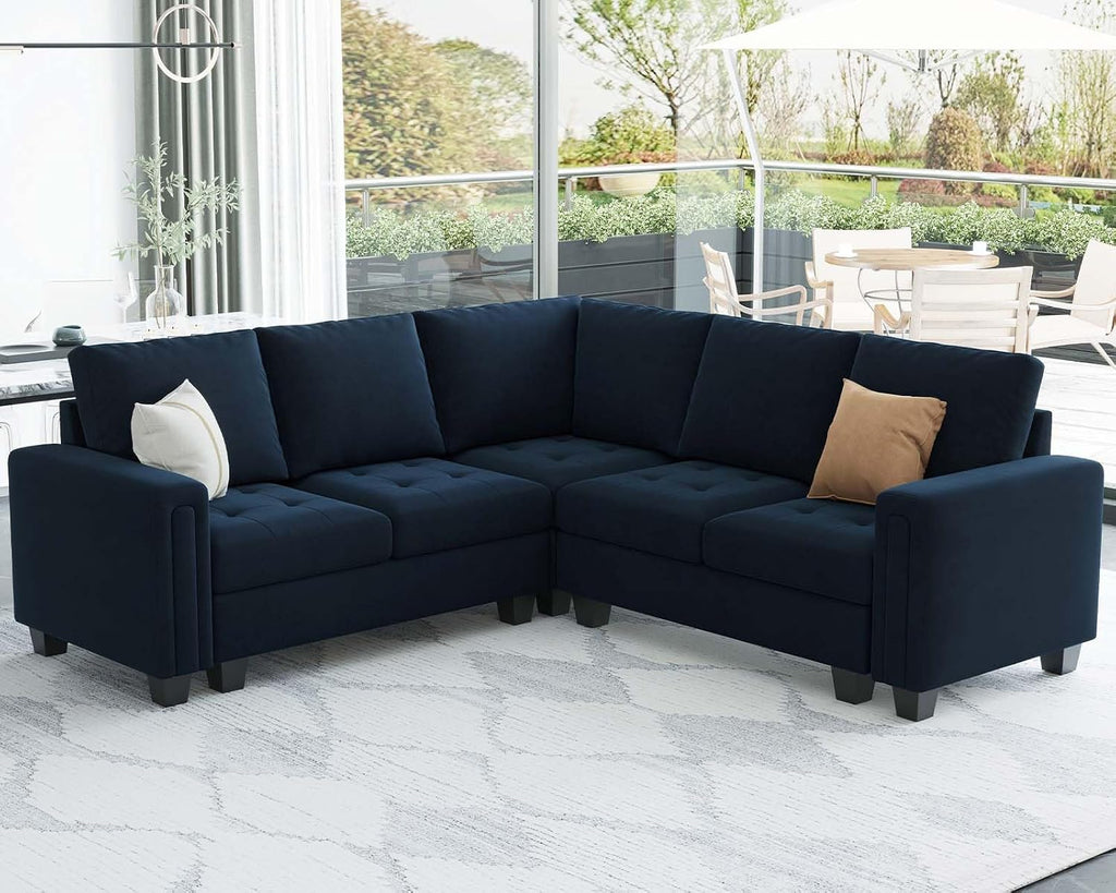 Velvet Modular Sectional Sofa Convertible Sectional Sofa Couch with Reversible Chaise L Shaped 4 Seater Corner Sofa