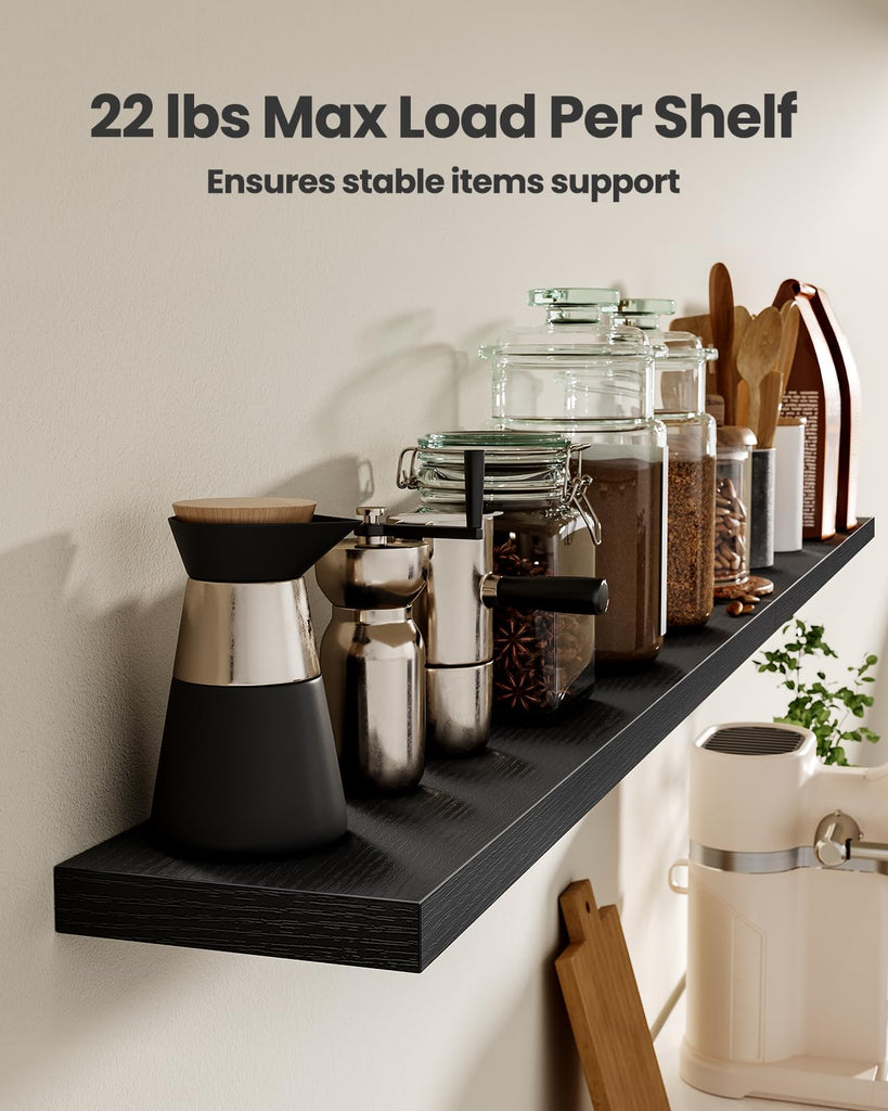 35.4" Floating Shelves for Wall Decor & Storage, Set of 3, Black