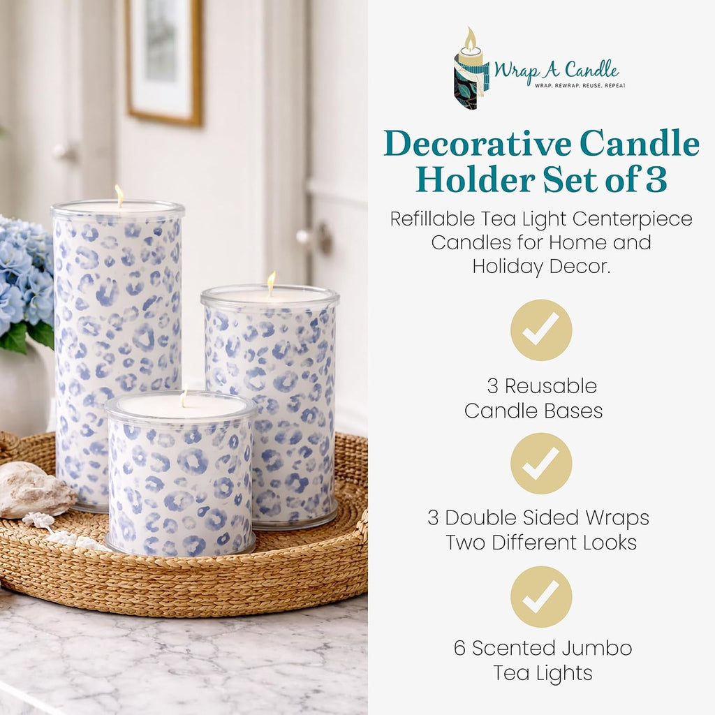 Decorative Candle Holder Set of 3, Table Centerpiece Candle Decor Decor Candles, Reusable Pillar Candle Alternative