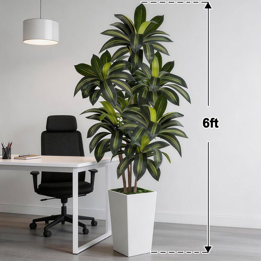 Artificial Dracaena Tree 6FT Tall, Faux Dracaena Tree Indoor, Fake Yucca Plant Potted, Tropical Floor Plant with