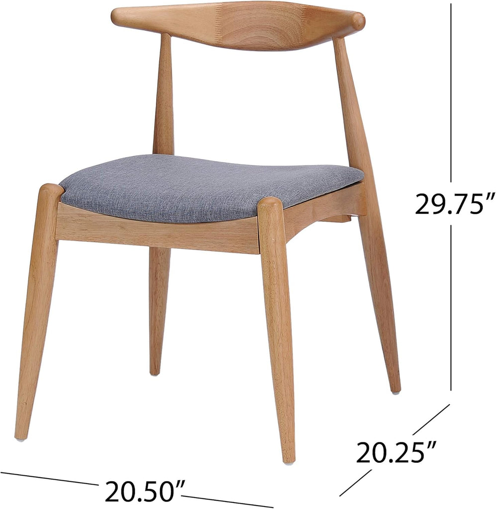 Francie Fabric with Oak Finish Dining Chairs, 2-Pcs Set, Grey / Oak