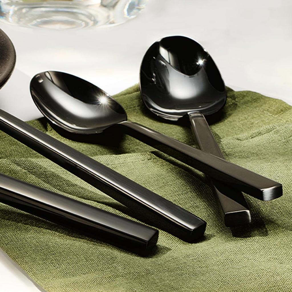 Black Silverware Set for 8, 40 Piece Flatware Set, Stainless Steel