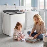 Portable Washing Machine, 26LBS Twin Tub Mini Compact Laundry Washer Spinner Combo with Drain Pump, 18Lbs Washer and