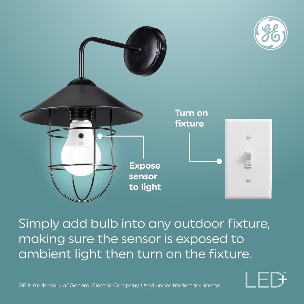 GE LED+ Dusk to Dawn LED Light Bulbs, 15 Watts, Automatic On/Off PAR38 Outdoor Floodlight, Daylight (3 Pack)