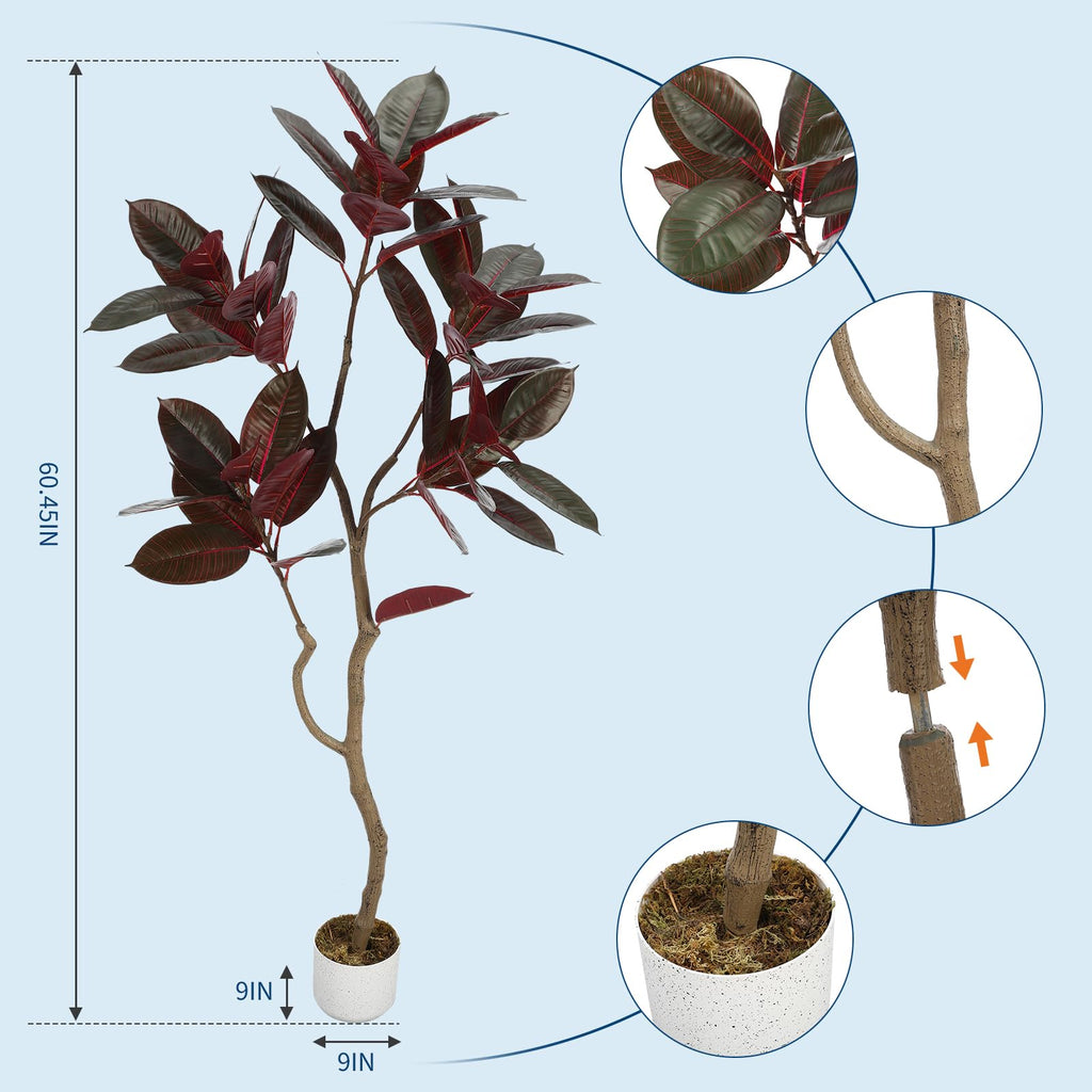 5.1ft Fiddle Leaf Fig Artificial Tree with Planter Pot, Artificial Fiddle Leaf Fig Tree for Indoor and Outdoor Home
