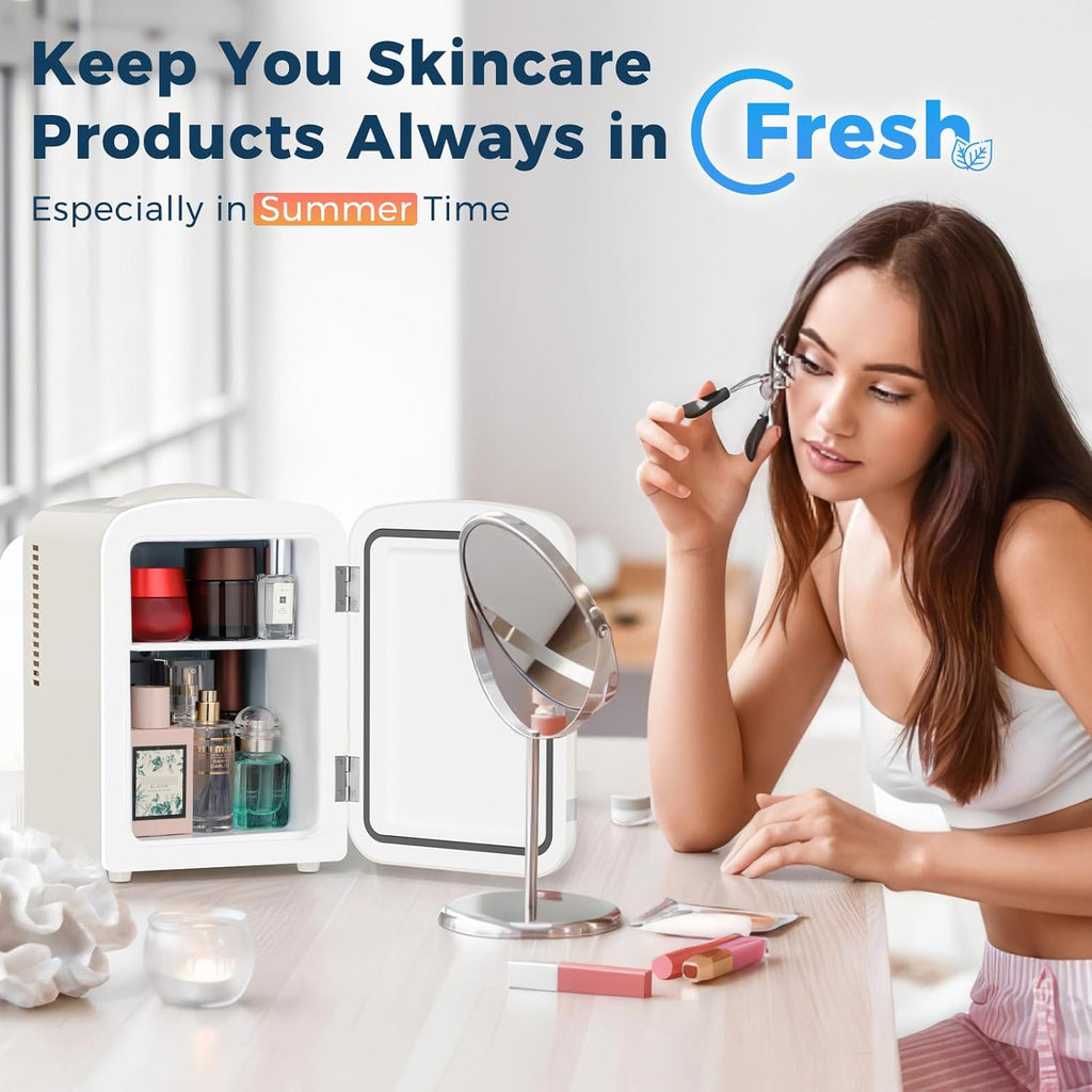 4L/6 Cans Compact Refrigerator,Portable Mini Fridge Skin Care,Cooler and Warmer for Bedroom,Car,Office & Dorm, Small