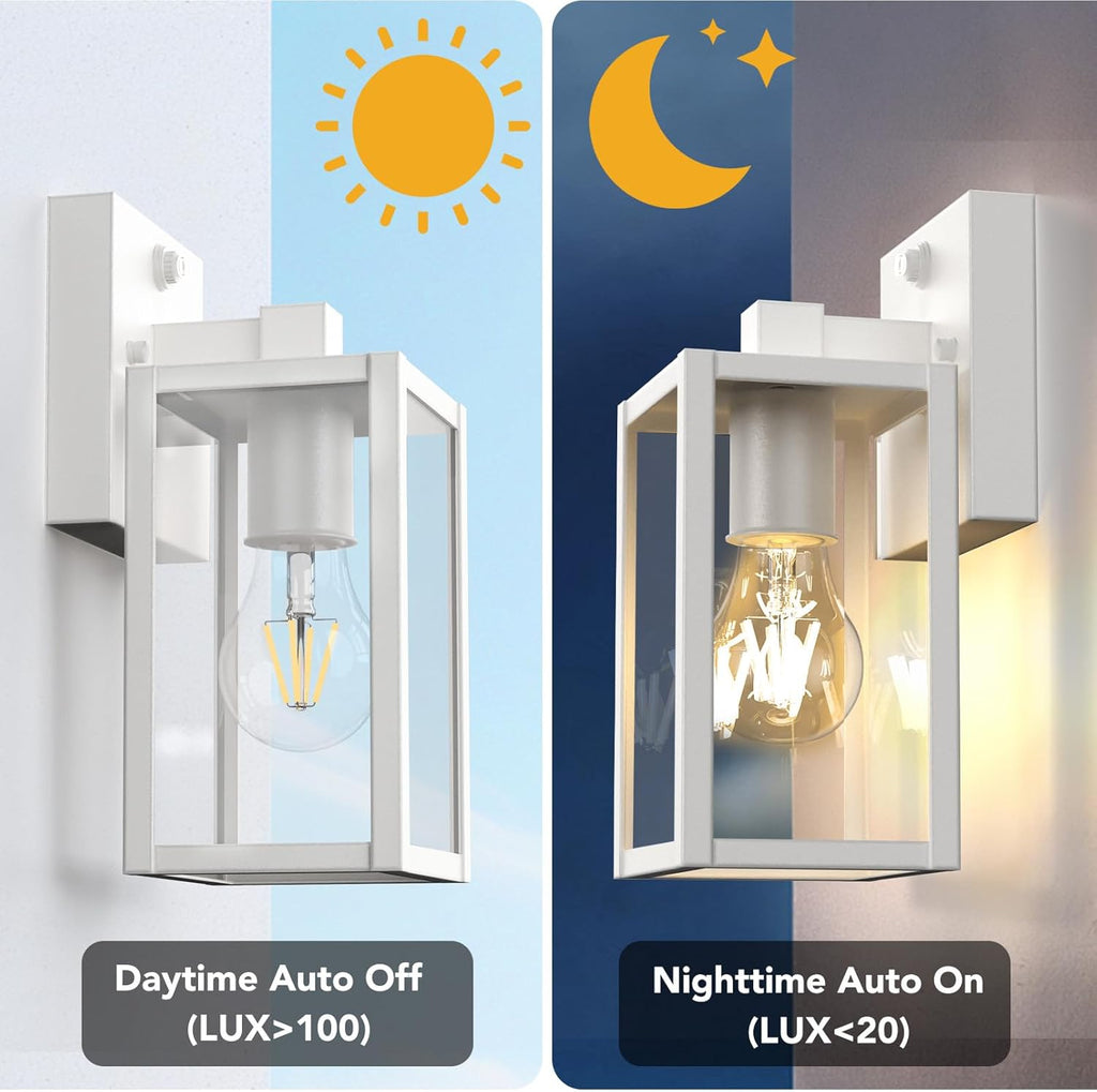 Dusk to Dawn Outdoor Light Fixtures, 2-Pack Sensor Porch Lights, Waterproof Exterior Wall Sconce Lighting Lamp