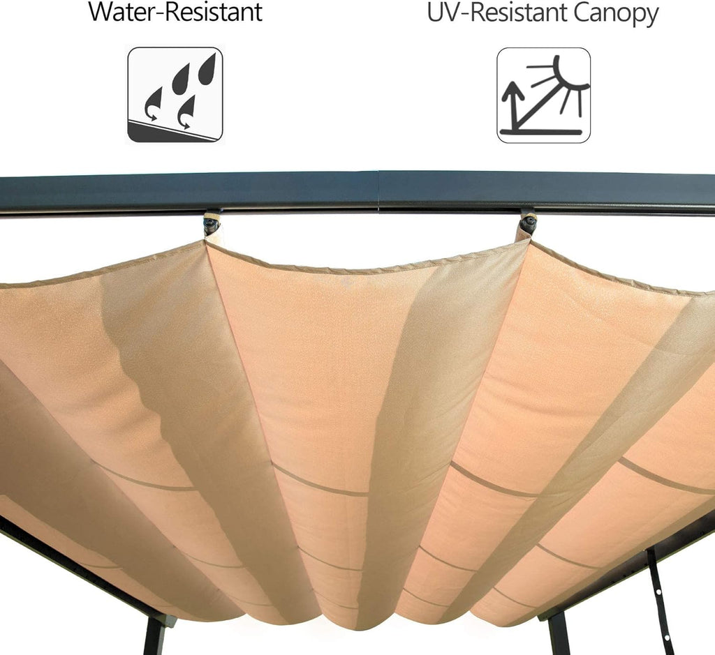 10’ X 13’ Outdoor Retractable Pergola with Weather-Resistant Canopy Aluminum Garden Pergola Patio Grill Gazebo