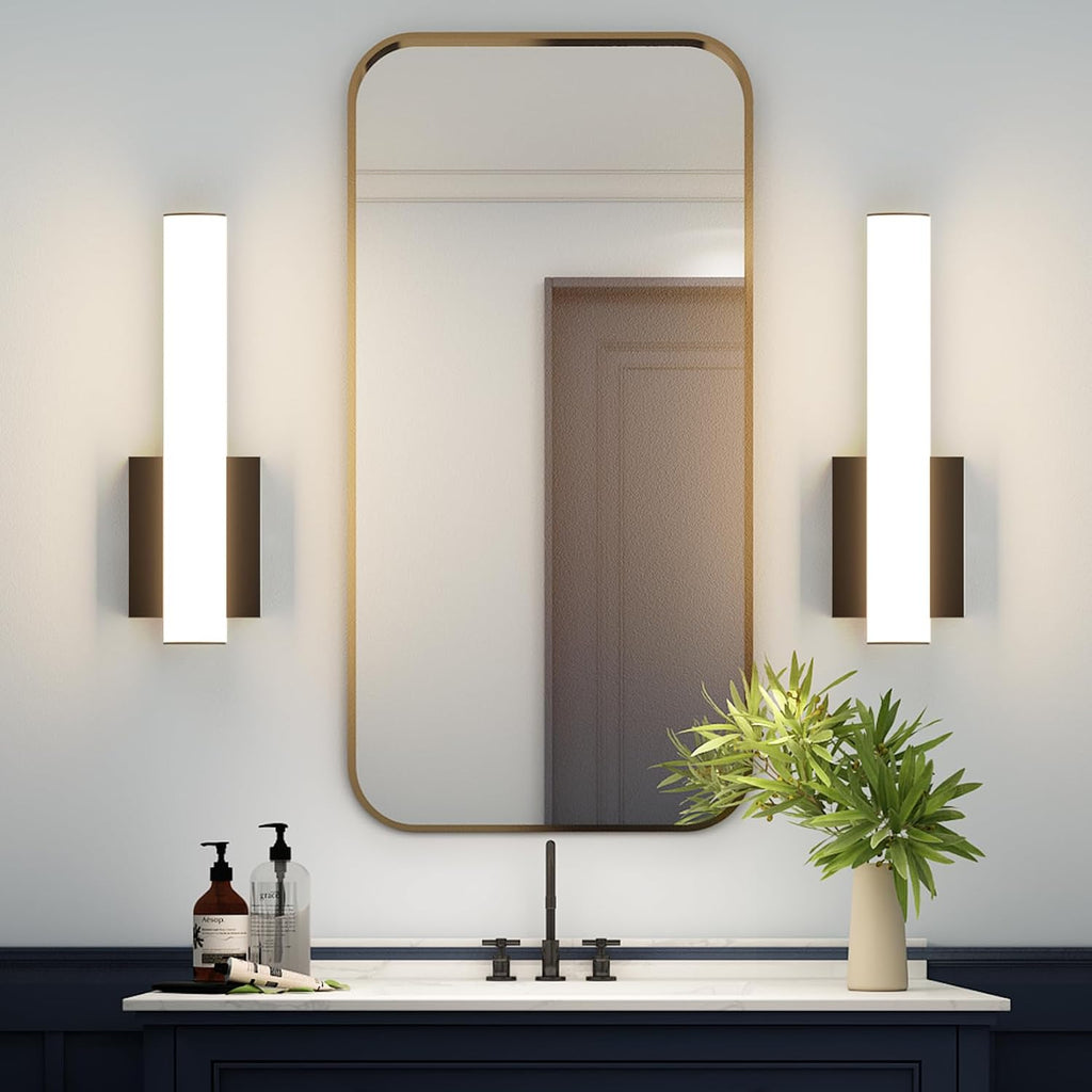 15.7 Inches Modern Bathroom Led Wall Sconces,18W 3000K Hardwired Wall Light with White Acrylic Lampshade,Indoor