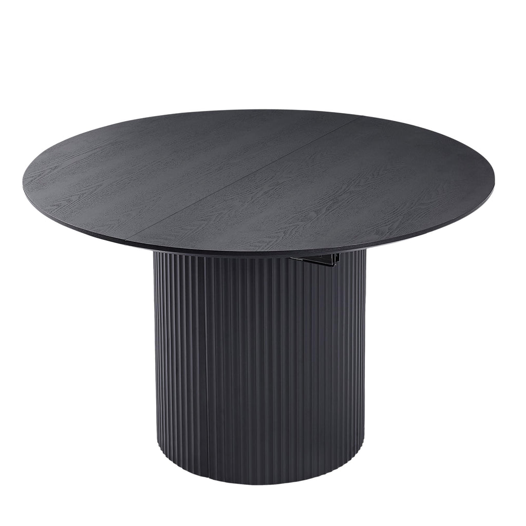 86.6'' Black Extendable Dining Table Oval Round Kitchen Table for 8, Modern Mid-Century Style, Easy Assembly, Black
