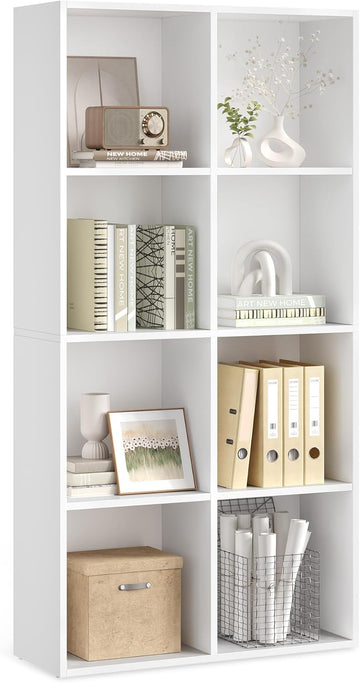 Bookshelf, Bookcase, Cube Shelf with 8 Compartments, 9.4 x 25.8 x 51 Inches, Storage Shelf
