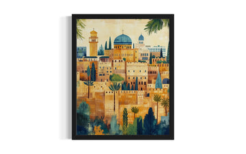 Jerusalem Israel Unframed Wall Art Print Poster, Retro Vintage Landscape Landmarks Painting Artwork 224 (Jerusalem