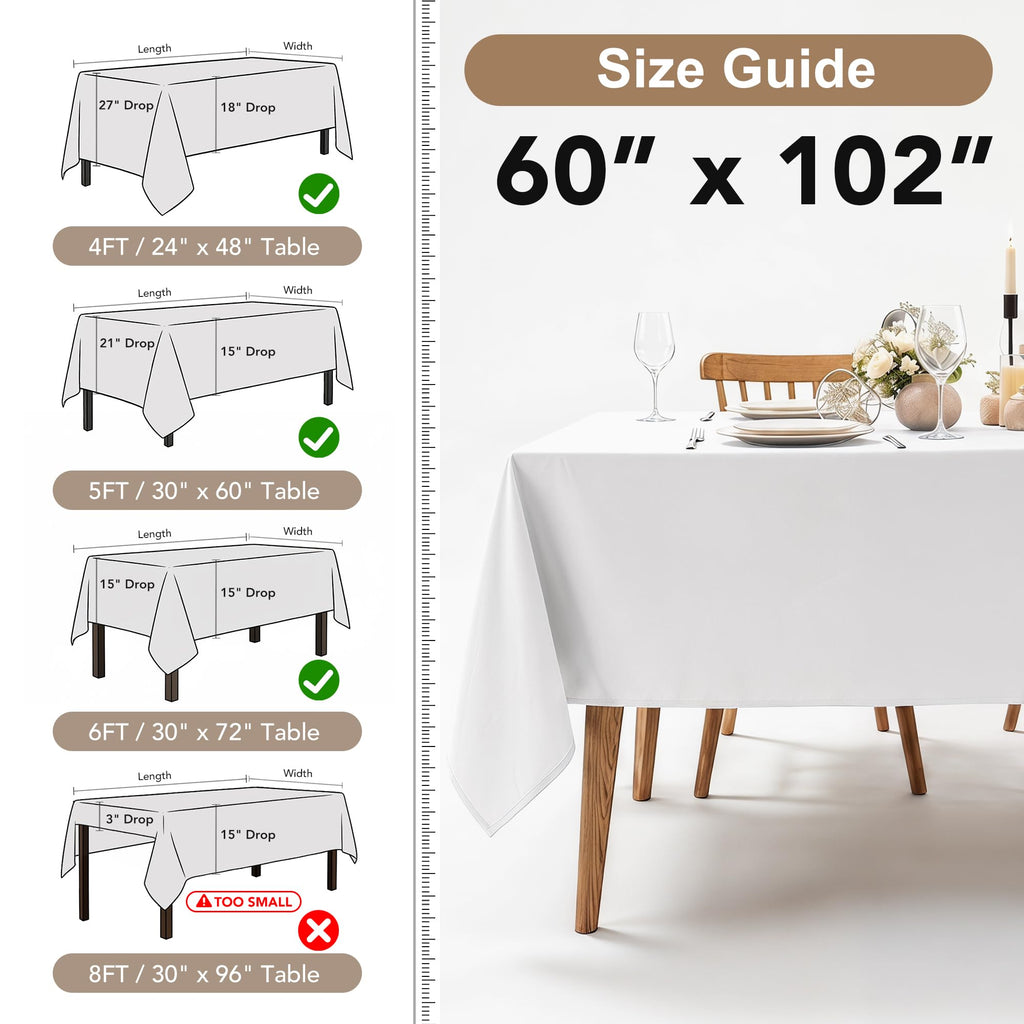 8 Pack Rust Tablecloths 60x102 Inch for 6 Ft Rectangle Tables