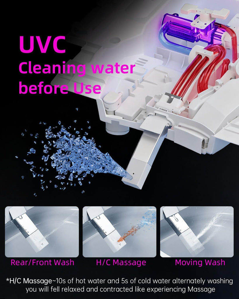 Luxury Smart Toilet with Auto Open/Close, Foam Dispenser, ADA Comfort Height Heated Seat, Warm Water/Dryer