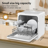 Portable Dishwashers for Camping and Home with 5l Water Tank, Hose, LED Light, 10 Wash Programs, Baby Care Mode