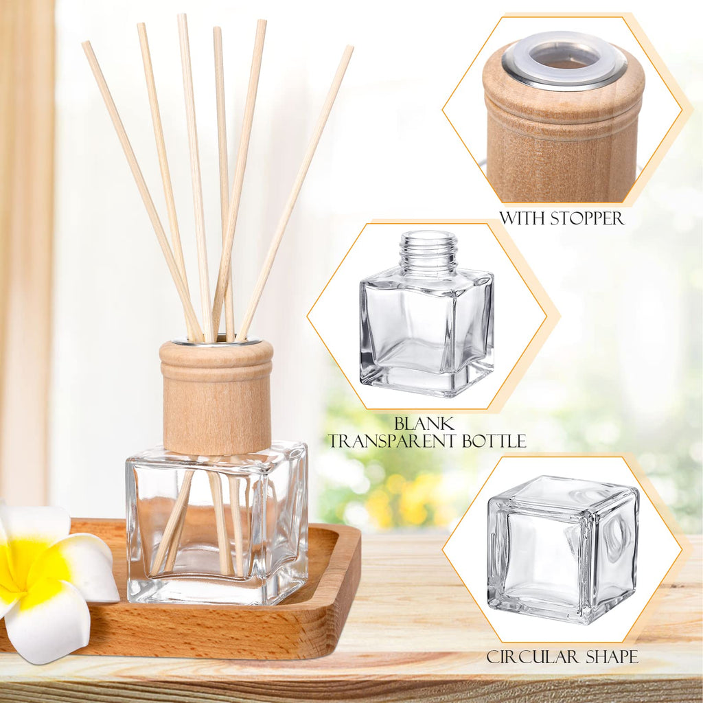 40 Set Reed Diffuser Bottles 50ml Glass Wooden Caps Rattan Sticks