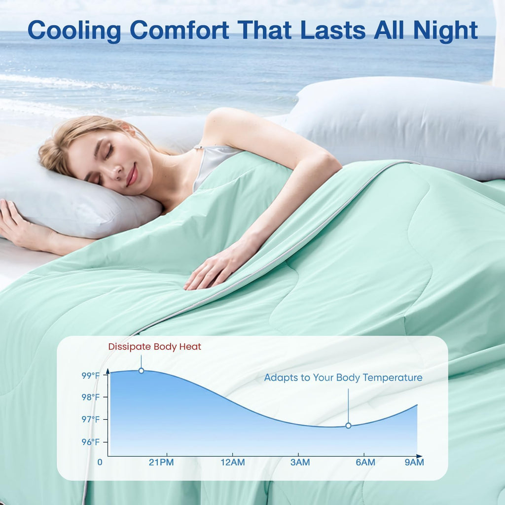 Cooling Comforter King Size, Cooling Blanket for Hot Sleepers and Night Sweats, Lightweight Summer Comforter with