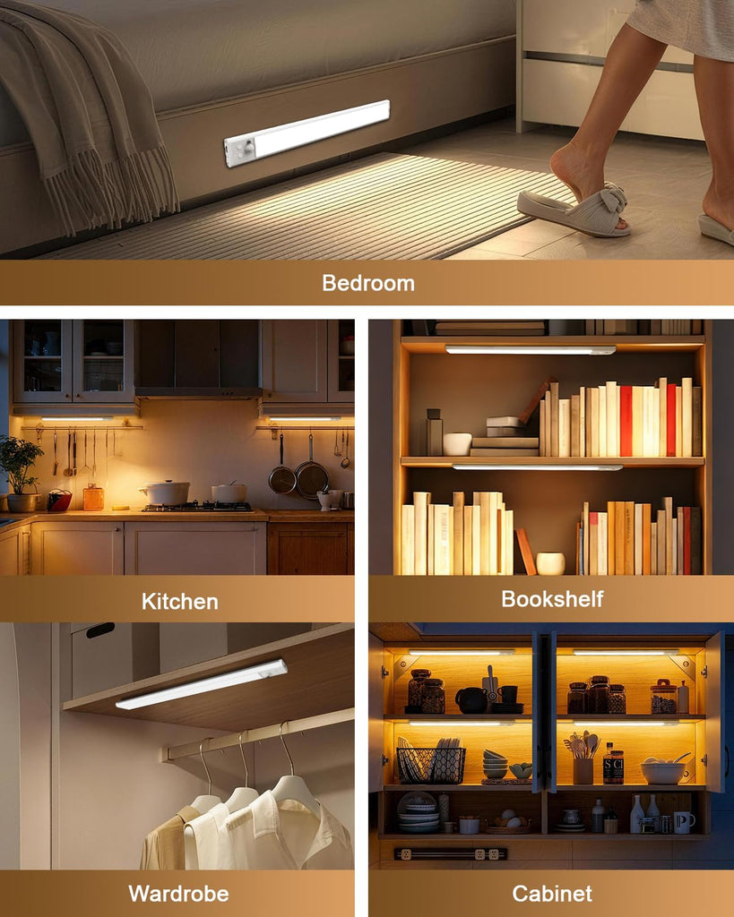 Under Cabinet Lighting,80LED Motion Sensor Light Indoor with Remote,2200mAh Rechargeable Closet Lights