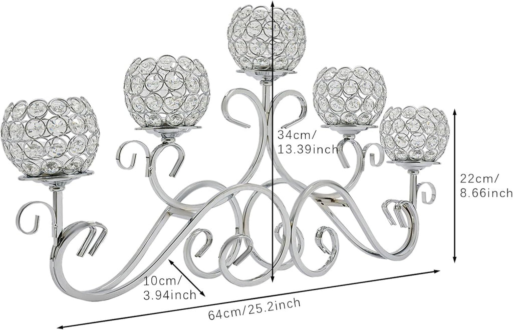 5 Arms Crystal Candle Holder Candlestick Holder CandelabrasDecor Home Tabletop Centerpiece Candle Holder Accessories