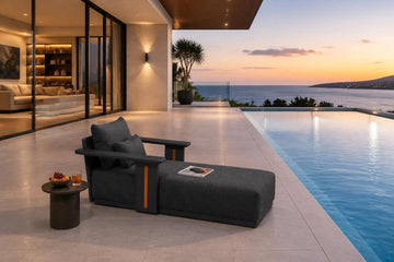 Patio Chaise Lounge Chair 1 Piece with Lumbar Pillow, Grey | Lumbar pillow support, Fade resistant premium fabric