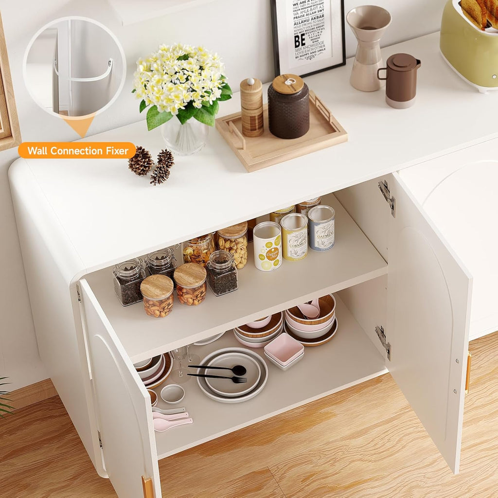 60" Sideboard Buffet Cabinet, Large Credenza Storage Cabinet, Modern Console Table with Doors and Shelves