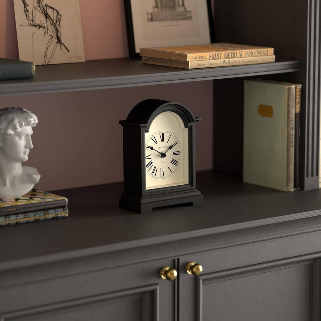 Carriage Clock - Classic Arch top Mantel Clock - Black - Roman Numerals - Classic Vintage Style for Mantelpiece, Desk, Table top, Shelf...