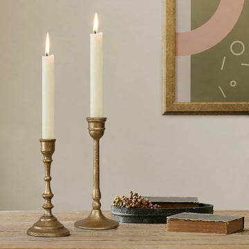 Iron Taper Candle Holder - Set of 2 Decorative Candle Stand - Candlestick Holder for Wedding, Dinning, Party