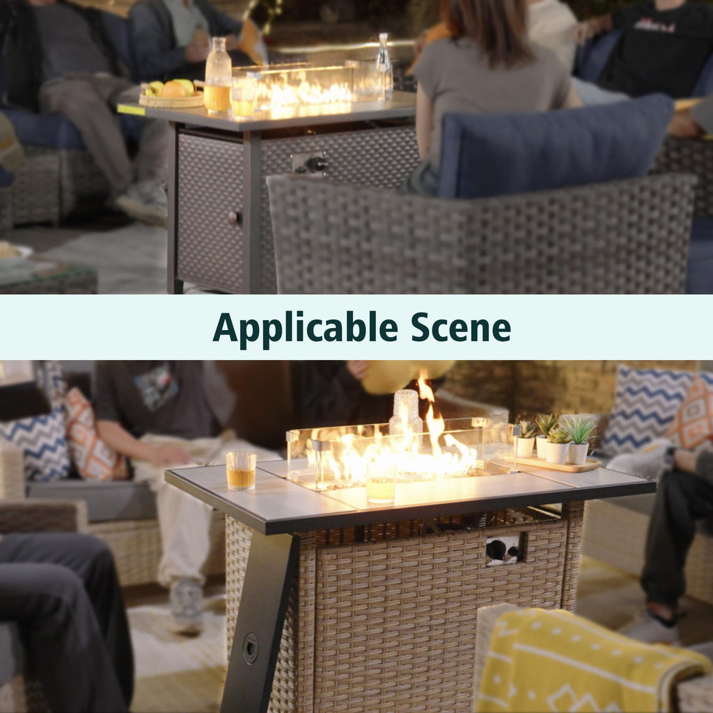 23x7x5.5 Fire Pit Glass Flame Wind Guard, Thick Tempered Glass Rectanglar FirePit Flame Shield with Aluminium