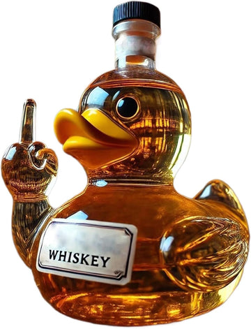 Duck Middle Finger, Funny Middle Finger Whiskey Duck Bottle, 10 Oz Glass Duck Statue Wine Bottle, Prank Duck Decanter