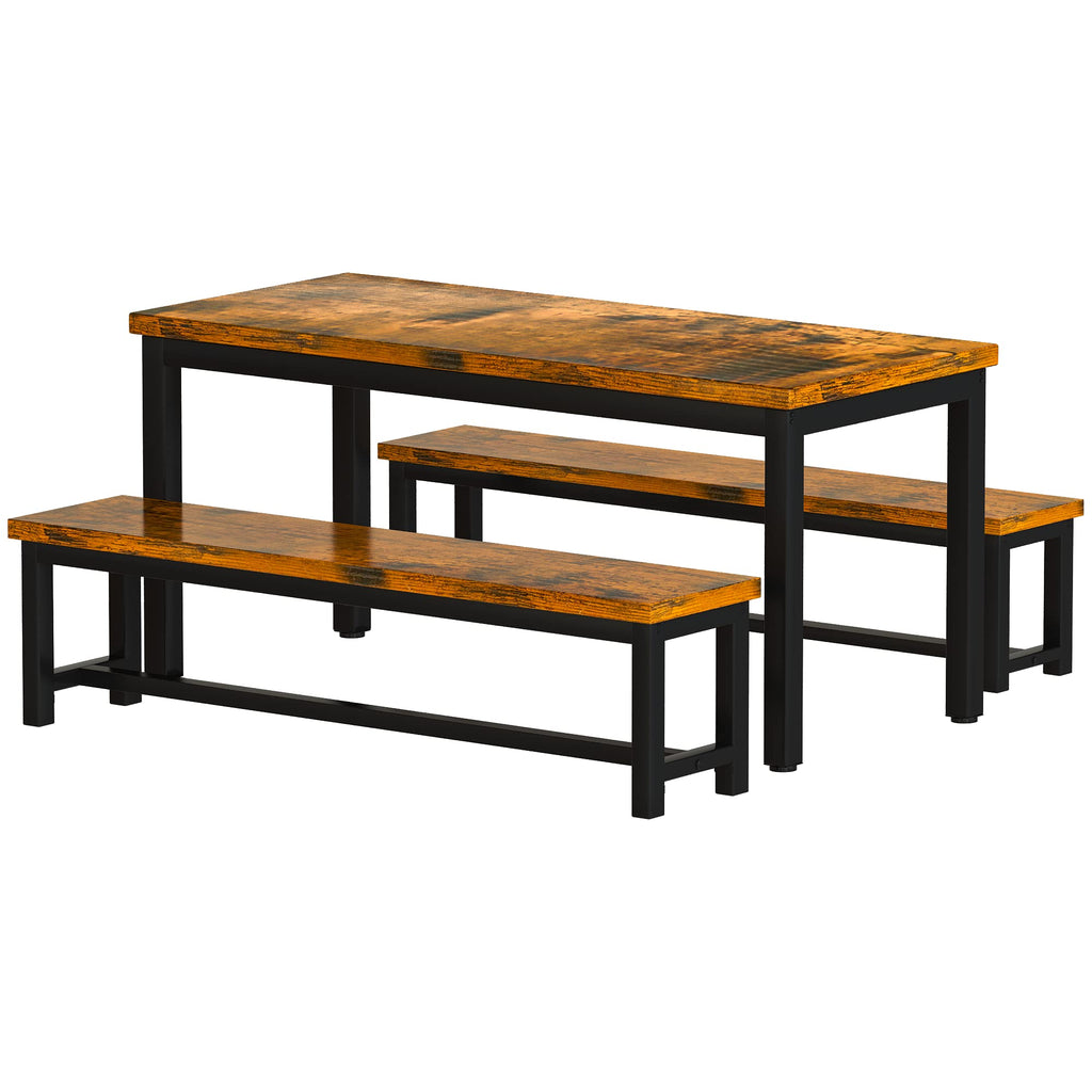 43.3" Stylish 3-Piece Dining Table Set for 4 with Bench - Compact Space-Saving Design, Durable & Easy Assembly s