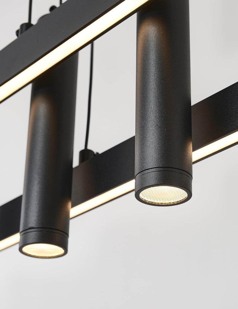 Modern Black Linear Pendant Lights Kitchen Island Lighting Minimalist Led Chandeliers Pool Table Light Dimmable