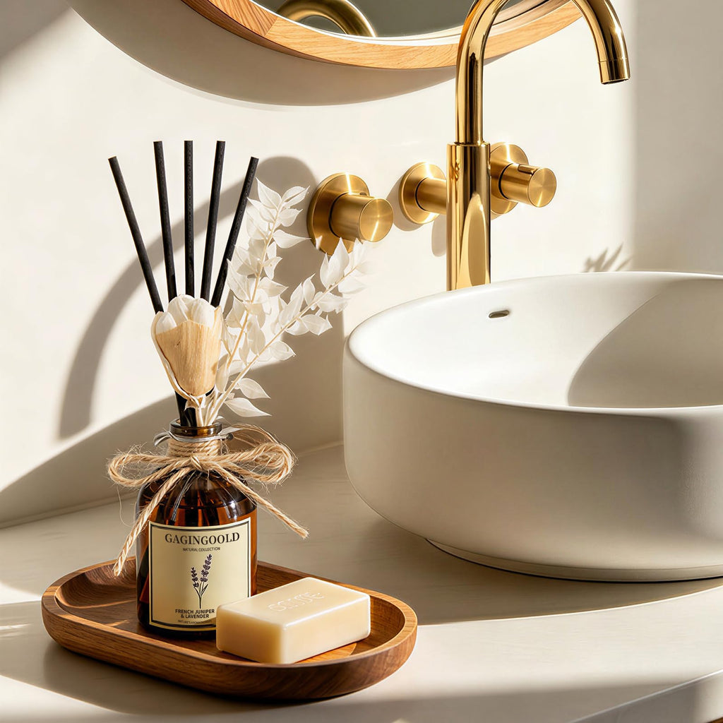 Reed Diffuser Set, Lavender Scent Diffuser with 10 Sticks & Decorative Flower, Long Lasting Diffusers Fragrance