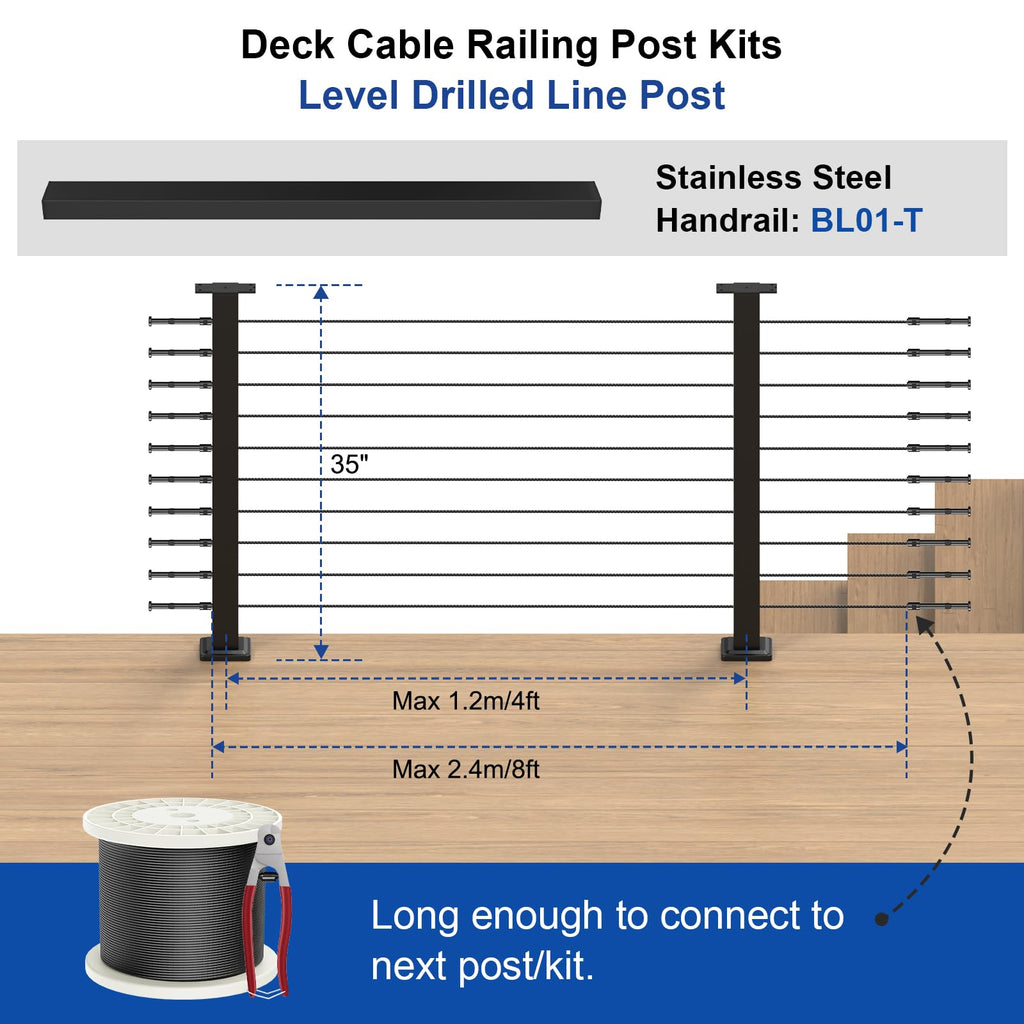 Complete Set 36" Cable Railing Post Kit