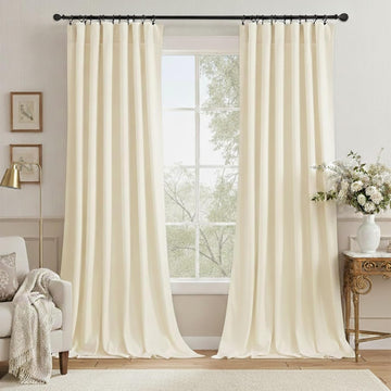Ivory Velvet Curtains for Window - White Privacy Thermal Drapes, Elegant Decor White Backdrop Curtains
