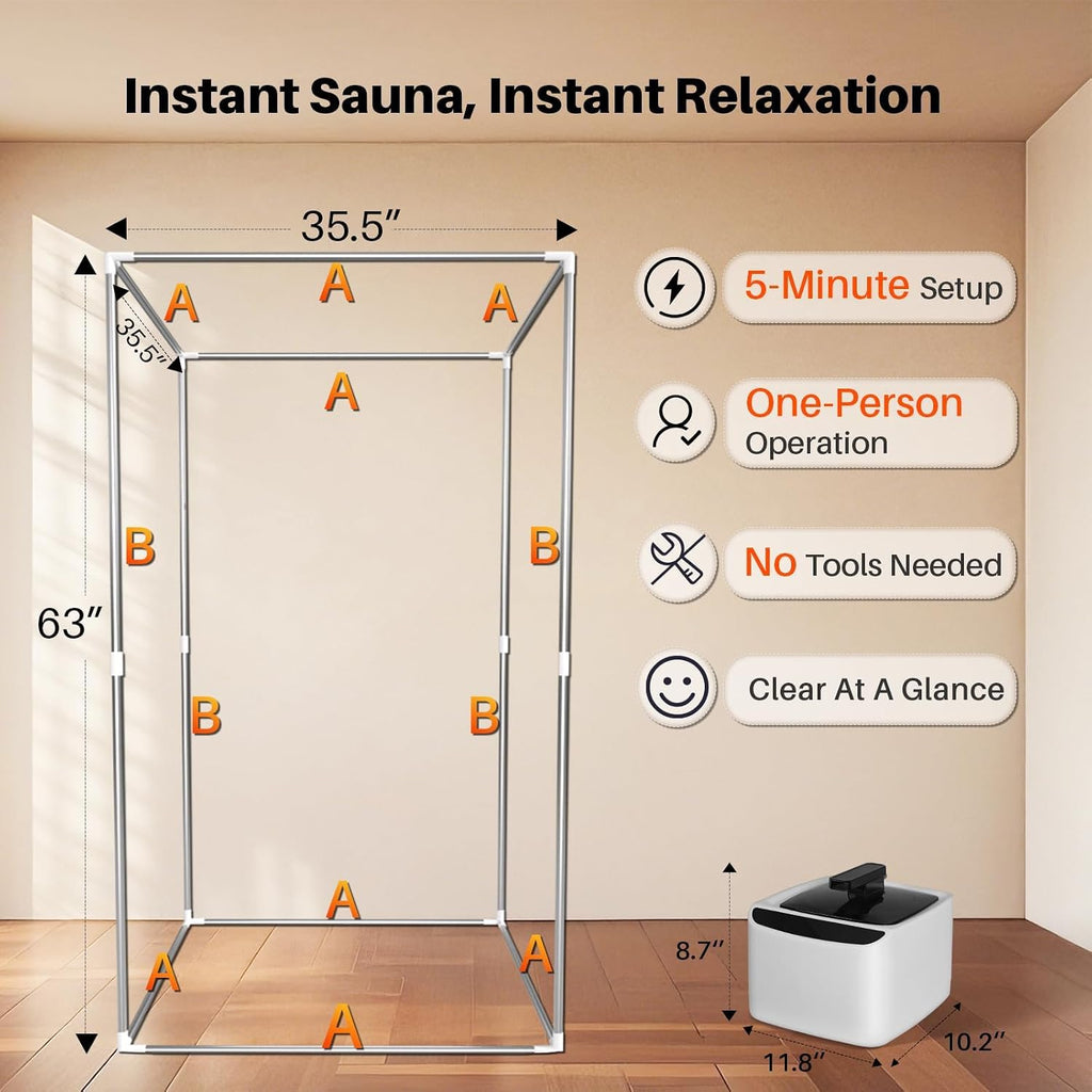 2024 Portable Steam Sauna for Home, Personal Full Body Sauna Tent Indoor Sauna for Home