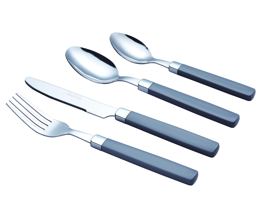 16 Piece Stainless Steel Flatware Set Color Handles Gray