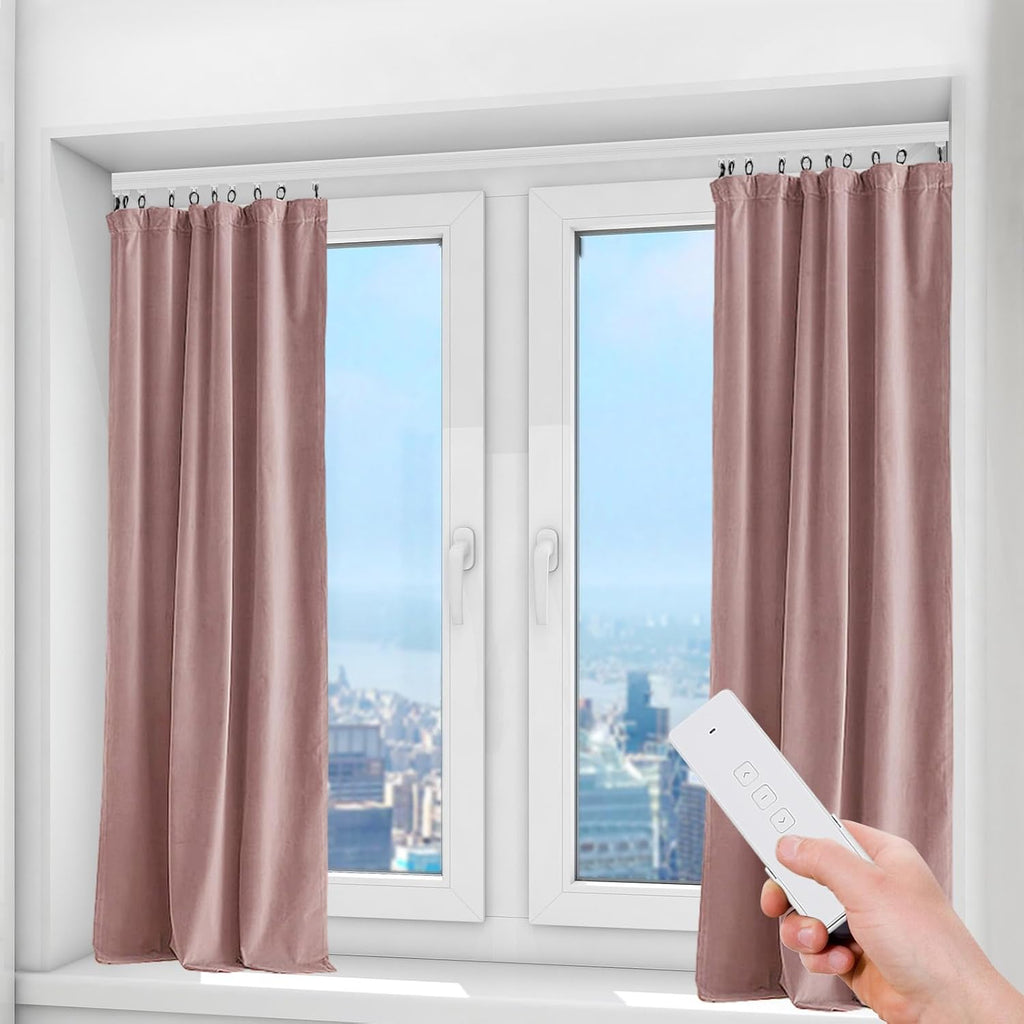 Electric Curtain Track with Remote Control, Smart Curtain System Controlled Via Smartphone App, Compatible with Alexa