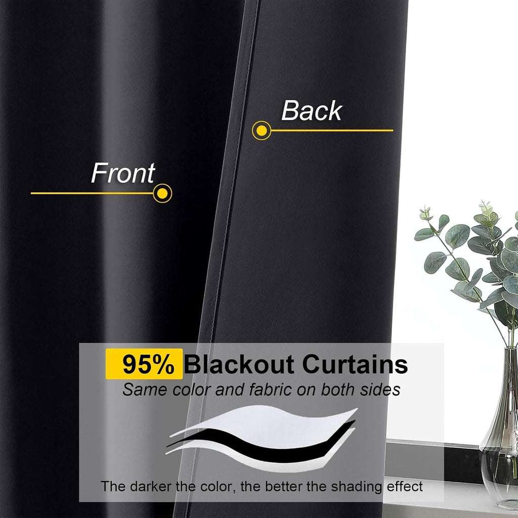 Cafe Curtains Tier 2 Panels, Short Thermal Insulated Room Darkening Small Kitchen Window Blackout