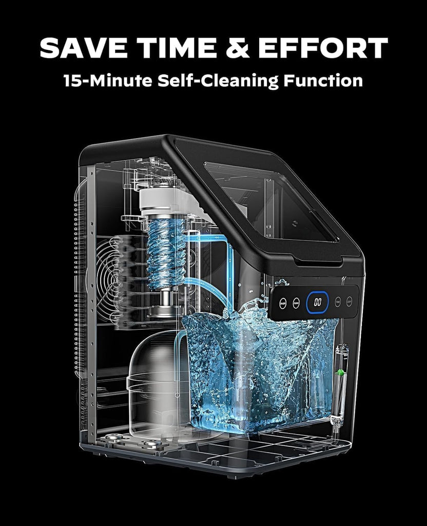 Nugget Ice Maker Countertop - 44lbs/Day Soft Chewable Pebble Ice, Self-Cleaning One-Click Operation, Stainless Steel