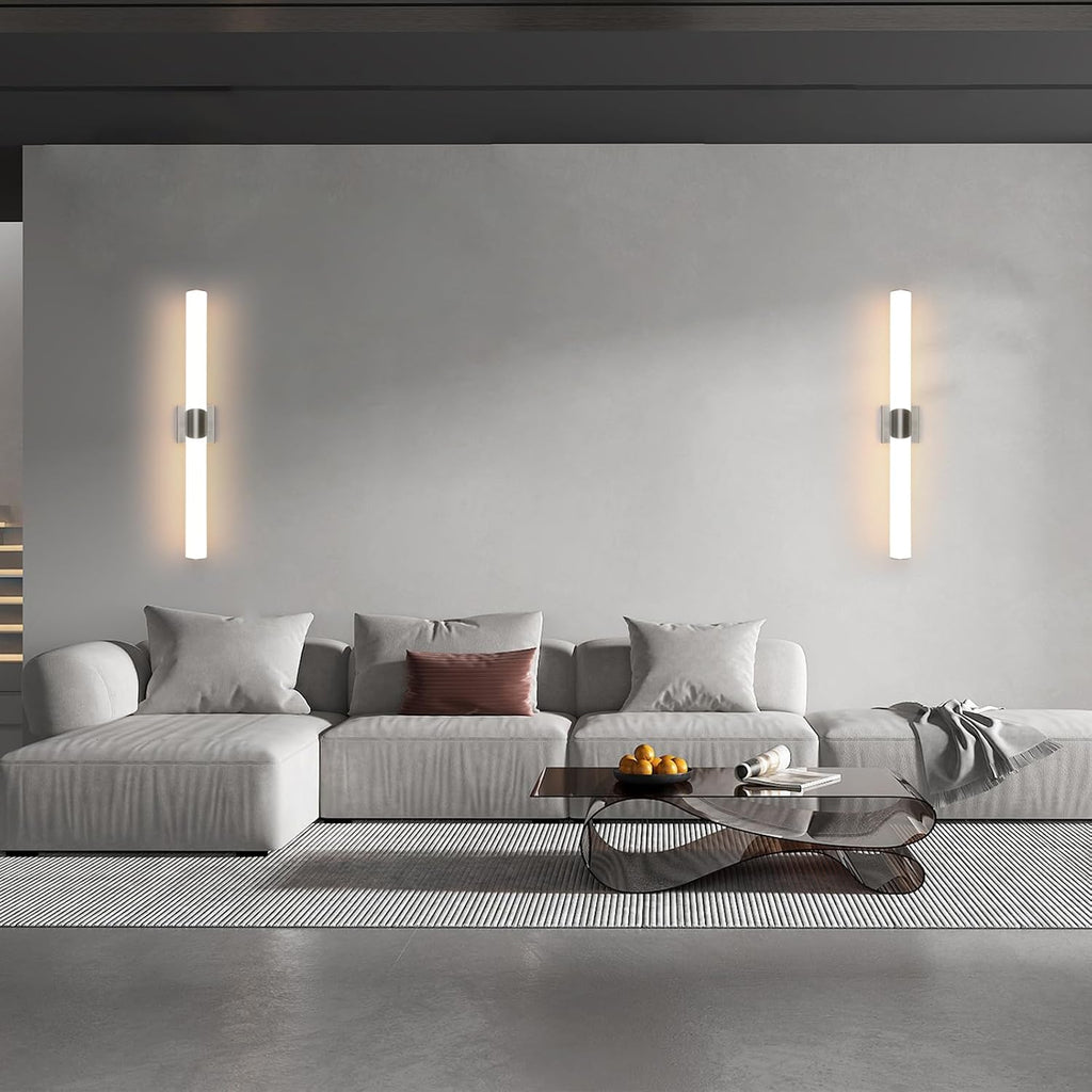 Wall Sconce 30.4 Inch Brushed Nickel Bathroom Sconces Led Wall Lights with Acrylic Shade Hardwired Long Vanity