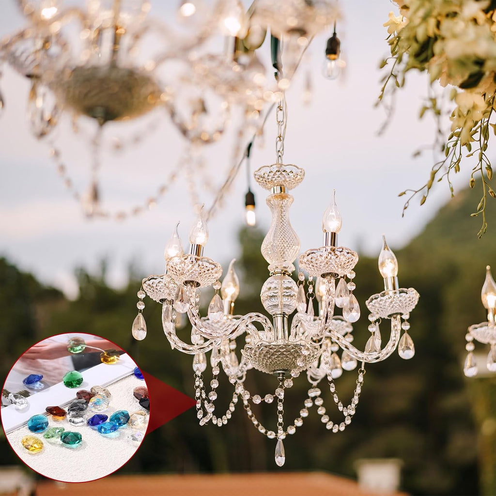 14mm Glass Octagon Beads, Sun Catcher Beads Bulk 2 Hole Sun Catcher Pendants 0.55" & 120 Pcs & Clear Black-Fitting