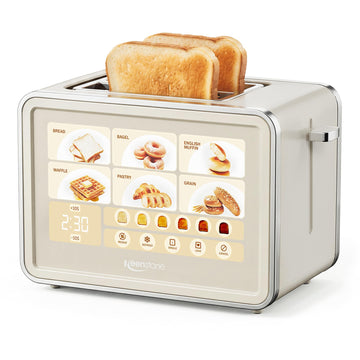 2 Slice Toaster, Smart Touch Screen Cream Toaster with Wide Slot