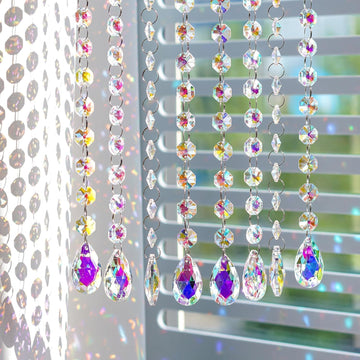 10 Pack Teardrop Crystals Garland, Crystal Teardrop Chandelier Replacement - AB Colorful Hanging Glass Crystals for