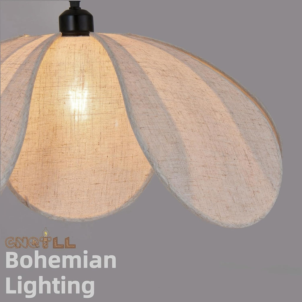 Large Linen Chandelier Fixture, 22in Boho Chandelier Light Fixture, Woven Coastal Rattan Chandelier Fixture, Wicker