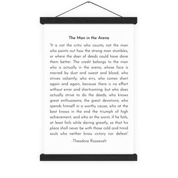 The Man in the Arena Canvas Print Framed Wall Art Sign, Motivational Quotes, Inspirational Wall Art, Office Wall