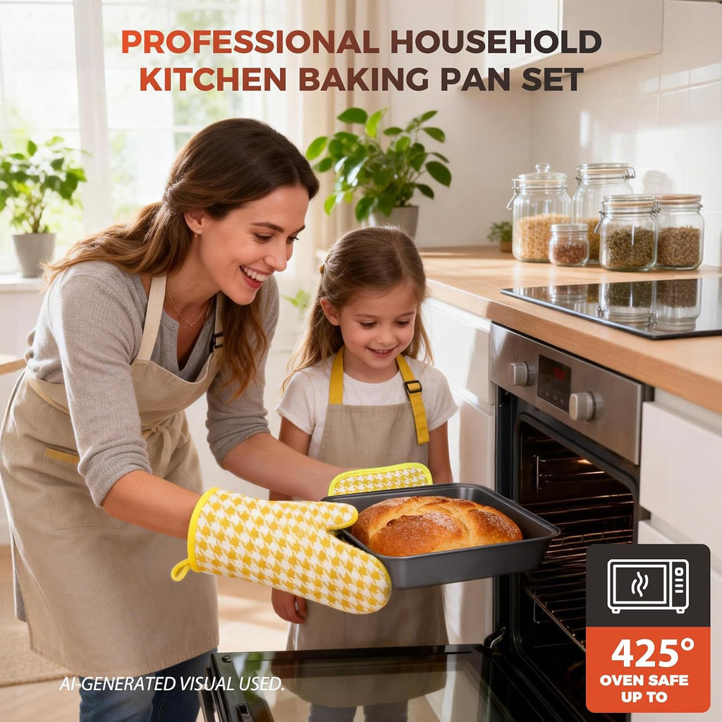 8-Piece Pans Set, Nonstick Set, Glove Included | Non-Toxic Bakeware ,Superior Non-Stick ,Even Heat, Warp Resistant